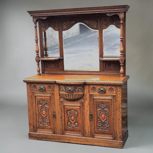 Edwardian oak mirror - oak, back