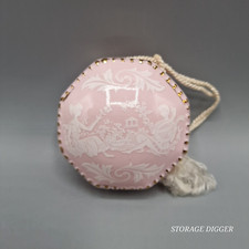 Vintage Pink White Ceramic Painted Pomander Japan 3" Potpourri