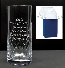 Personalised engraved crystal highball vodka glass, birthday gifts, 65th, 70th