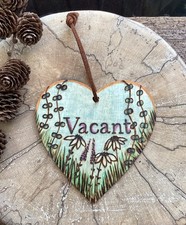 Handmade Toilet Engaged Vacant Double Sided Wooden Hanging Door Sign