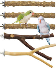 Hioph 5 PCS Natural Bird Perches for Cage - ​​Wooden Parrot Perch Stand Bird Cag