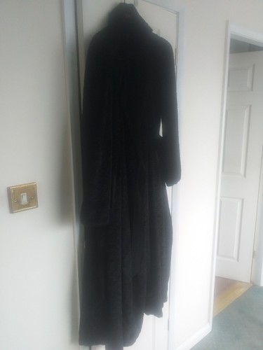 Long black faux fur belted - long,