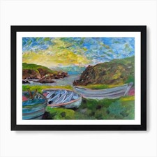 Boats In Shetland Art Print Framed Wall Art Poster Canvas Print Picture