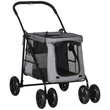 PawHut Foldable Pet Stroller w/ Mesh - Grey, Refurbished