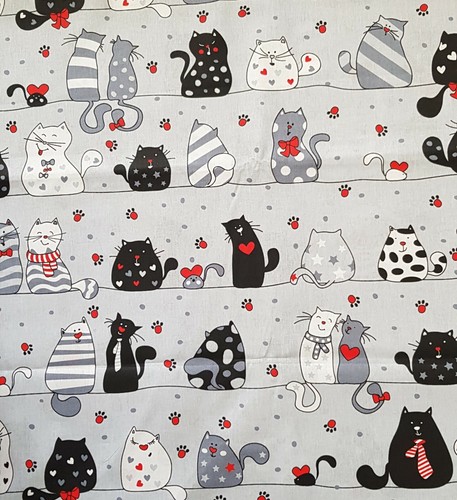 100 cotton fabric black - fabric, cats