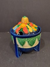 VINTAGE JAPANESE * MARUTOMOWARE * PRESERVE JAR/POT WITH FRUIT DESIGN LID