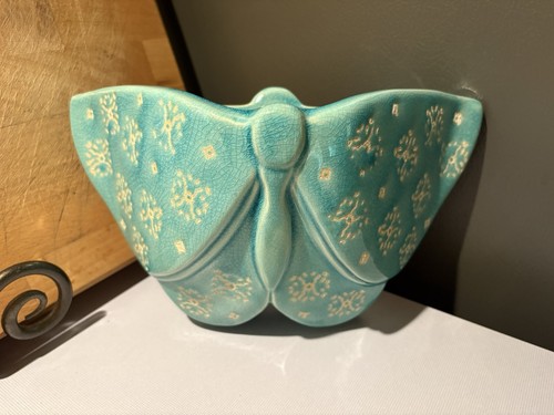 Turquoise ceramic butterfly - turquoise,