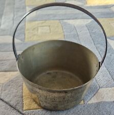 Antique VTG Heavy Brass Jam Preserving Pan Iron Riverted HANDLE 32cm x 17cm READ
