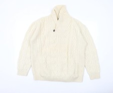 Aran Crafts Men’s Ivory Merino Wool XXL Cable Knit Pullover Jumper