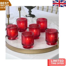 Elegant Set of 6 Ribbed Red