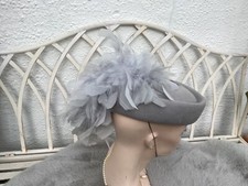 1970s Vintage Wedding Hat Grey Feathers Gorgeous 