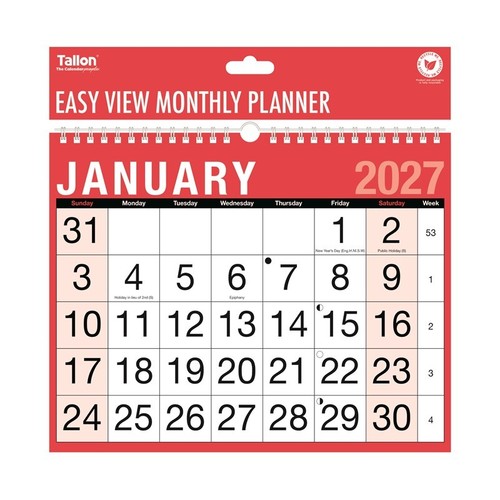 2027 calendar large numbers - calendar,