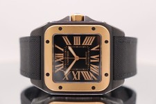 Cartier Santos 100 Black PVD Steel  18k Rose Gold 38mm W2020009 Boxed Circa 2012