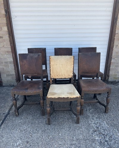 Set antique oak dining - set, 6