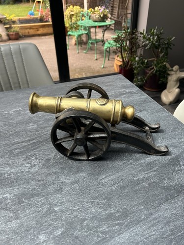 Large victorian brass cannon - brass,