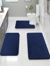 3x Bathroom Rug Set Velvet Soft Non-Slip Absorbent Washable Toilet Floor Luxury