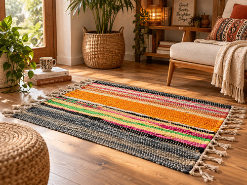 Large boho rainbow rag - boho, rug