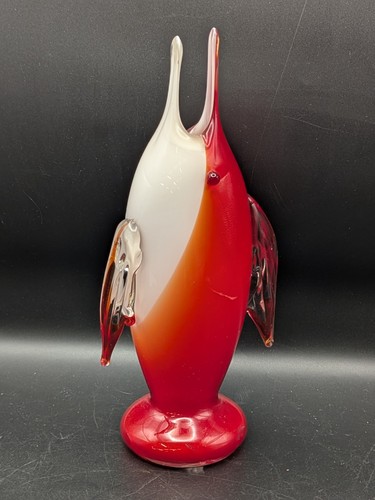 Murano cased glass vase - murano, red