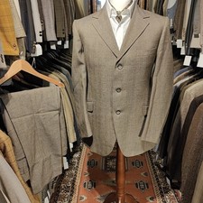 Vintage Mens 40R 33W Tweed 2 Two Piece Suit Jacket Trousers Green Keepers 