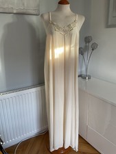 Vintage Size 16 to 18 Sateen Cream Lace Trim Negligee BNWT