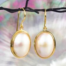 Earrings White Mabe Pearl Oval