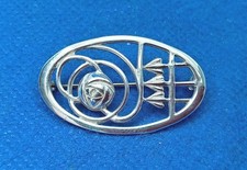 Carrick Jewellery Ltd Scottish Silver Rennie Mackintosh Rose Oval Brooch CJL