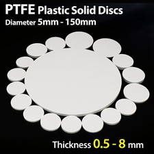 PTFE Plastic Solid Discs Flat Round Pad Sealed Cushioning Diameter 5mm-150mm Dia