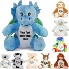 Personalised Mini Teddy Stuff Toys Image Text Valentine Birthday Adult Kid Gift