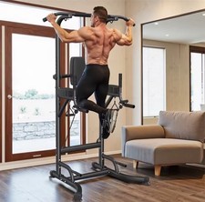 Power Tower Dip Station Pull Up Bar Adjustable Multi-Function for Home Fitness