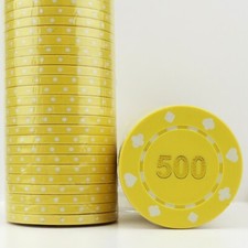 100 x Suited Gold Foil Numbered YELLOW 500, 11.5g ABS Poker Chips - END OF LINE