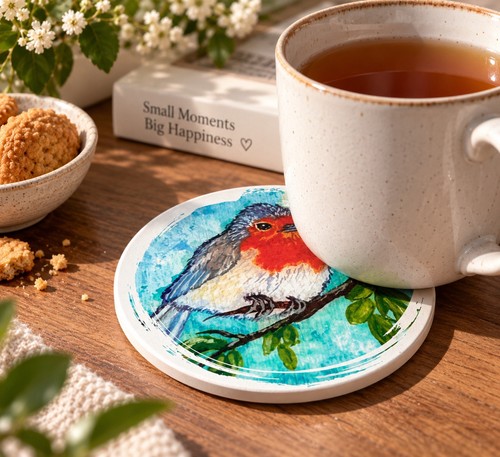 Ceramic coaster art - art, gift