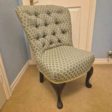 Fabric Occasional Chair Upholstered Nursing Chair Green Gold Cabriole Front Legs