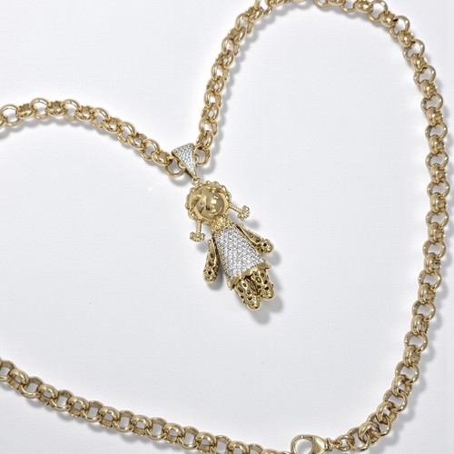 9ct gold ragdoll pendant on - gold,