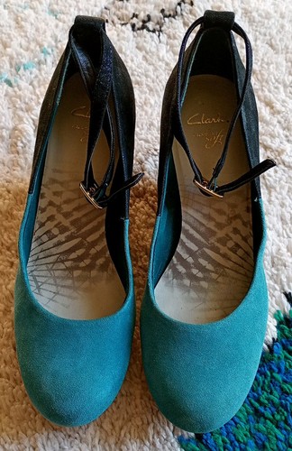 Clarks turquoise blue - turquoise, suede