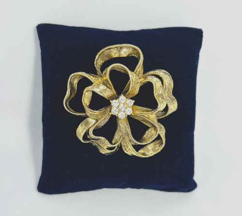 Gold tone ribbon flower - tone,