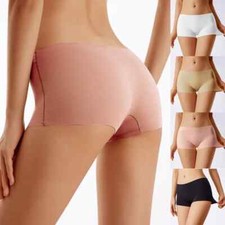Ladies Boxer Panties Ice Silk Seamless Mid Waist Briefs Knickers Shorts 3 Pack