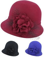 Womens Cloche Hat 100% Wool