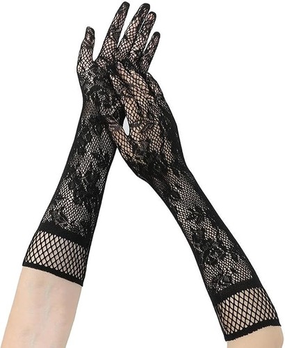 Long black lace gloves - gloves, for