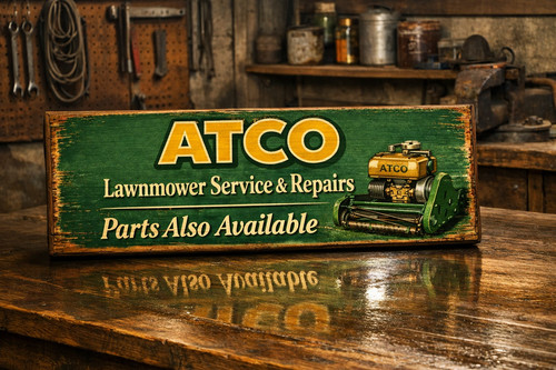 Vintage style lawnmower - vintage, sign