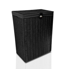 Resin Laundry Clothes Basket with Lid, Lock and Lining Storage Basket with Remov