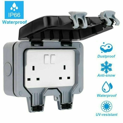 Waterproof outdoor 13a - waterproof, 2gang