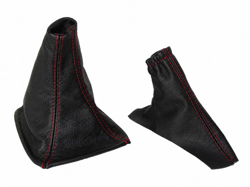 Red stitch leather gear - red,
