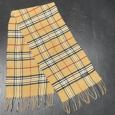 Burberry Scarf Vintage Beige with Black & White Check Wool 136cm/28cm Preloved