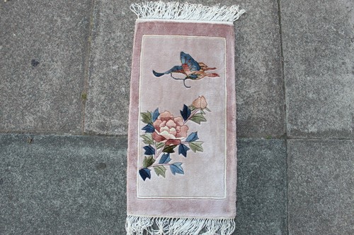Vintage silk rug hand made - rug,