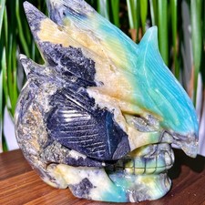 6.72LB Hand carved high-quality blue pine carving mineral specimens