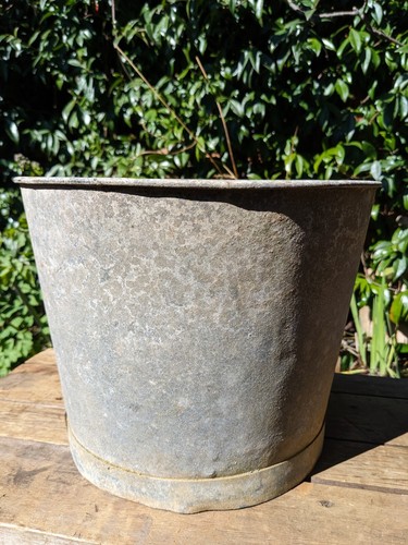 Vintage galvanised planter pot - vintage,