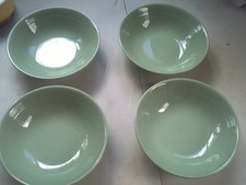 Vintage 1940's Woods Ware Beryl Green Cereal Bowls 6.5" Lot of 4 Lovely