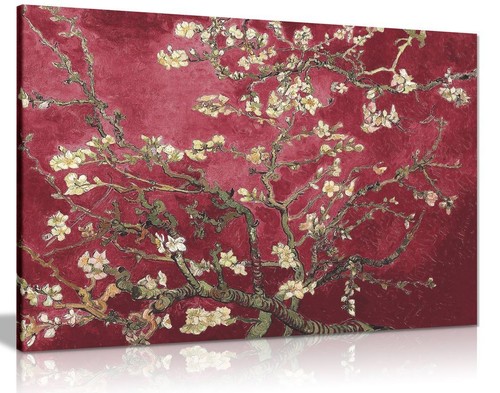 Floral canvas maroon van - van, gogh