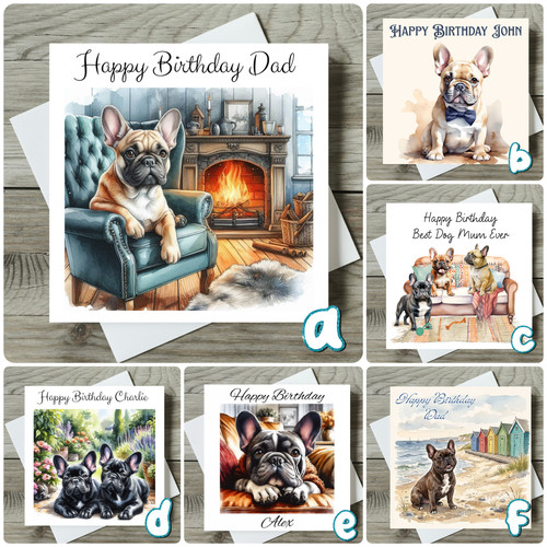 French bulldog birthday card - french,