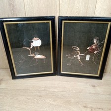 Pair Vintage Japanese Silk